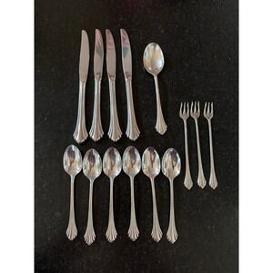 Oneida USA Stainless Bancroft Flatware Set 14 Pieces Knives Spoons cocktail fork